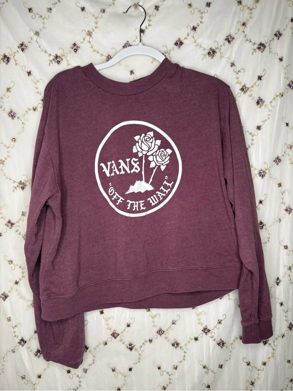 Vans Women's Rose Graphic Crewneck Sweatshirt in Mauve